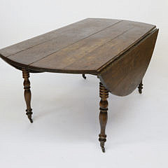 English Elm Drop Leaf Dining Table, 19th Century