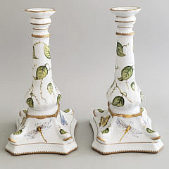 Pair of Anna Weatherley Hungarian Hand Painted Porcelain Candlesticks