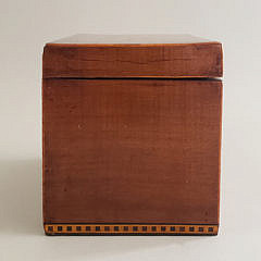 English Tiger Maple Shell Inlaid Double Compartment Tea Caddy, 19th Century