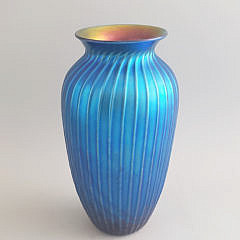 Lundberg Studios Blue Art Glass Vase, Davenport, California