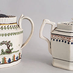 Two French Soft-paste Porcelain Covered Tea Pots, 19th Century