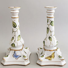 Pair of Anna Weatherley Hungarian Hand Painted Porcelain Candlesticks