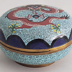 Antique Chinese Cloisonné Dragon Designed Covered Box