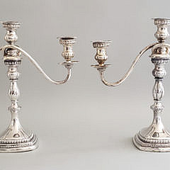 Pair of Sterling Silver Three Light Candleabras