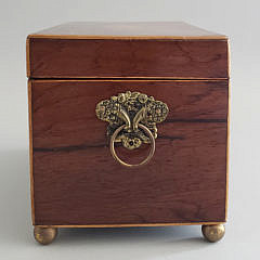 English George III Rosewood Inlaid Tea Caddy, 19th Century