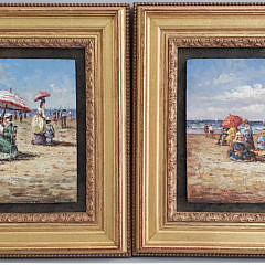 30-4954 Pair Beach Oil Paintings A