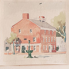 Doris and Richard Beer Nantucket Watercolor, “Old Customs House”