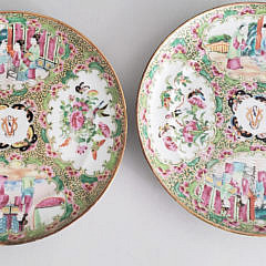 Set of Four Chinese Rose Medallion Plates, 19th Century