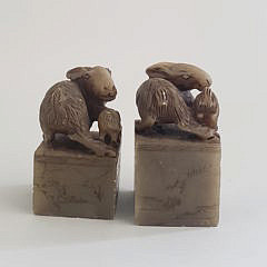 Pair of Antique Chinese Carved Alabaster Seals