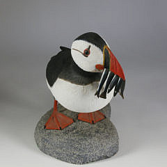 J. Harvey American Atlantic Puffin Decoy, Contemporary