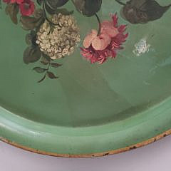 Pair of Antique French Tole Paint and Floral Decorated Platters