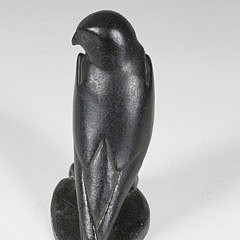 J. Alashuak Inuit Hand Carved Soapstone Model of a Gyrfalcon