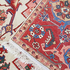 Vintage Hand Knotted Heriz Oriental Carpet