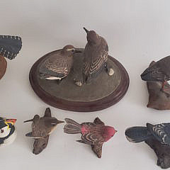 Collection of 8 Pete Micciche Hand Carved and Painted Bird Decoys