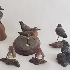 Collection of 8 Pete Micciche Hand Carved and Painted Bird Decoys