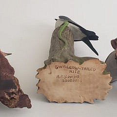 Three Richard Schepis Hand Carved and Painted Miniature Bird