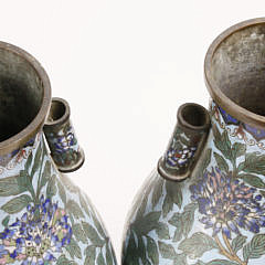 Pair of Chinese Enameled Cloisonne Arrow Vases, Qing Dynasty