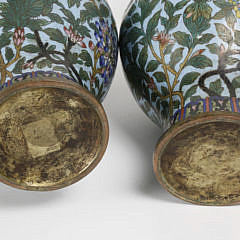 Pair of Chinese Enameled Cloisonne Arrow Vases, Qing Dynasty