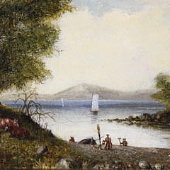 American School Oil on Canvas “River View”, 19th Century