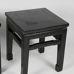 Pair of Chinese Export Black Lacquered Side Tables, 19th century