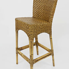 Six Contemporary Bamboo and Rattan Barstools