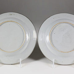 Pair of Chinese Export Silver-Mounted Famille Rose Plates, late 18th, early 19th Century