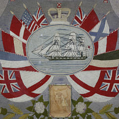 British Woolie With Clipper Vignette and Allied Flags, 19th Century