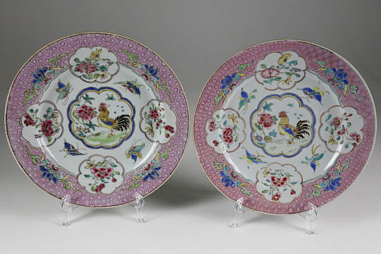 22-4208 Pair of Chinese Cockerel Plates A_MG_9415