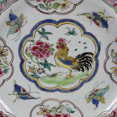 Pair of Chinese Export Famille Rose Cockerel Plates, Yongzheng, circa 1735