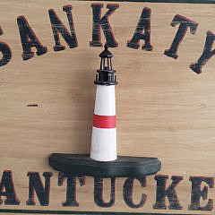 Jack De Rosa Carved Wood Nantucket Sankaty Lighthouse Trade Sign