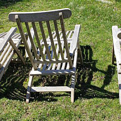 Three Outdoor Classics Teak Steamer Chaise Lounge Arm Chairs