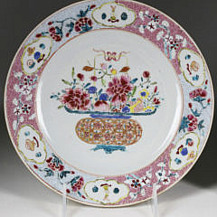 Pair of Chinese Export Famille Rose Porcelain Plates, Yongzheng, circa 1730