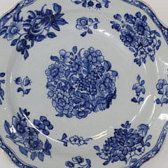 Set Of Ten Chinese Export Porcelain Underglaze Blue Dinner Plates, circa 1760