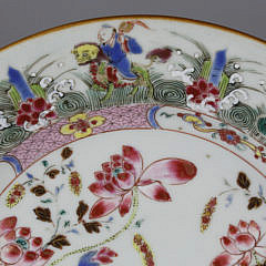 Rare Chinese Export Famille Rose Porcelain Plate, Yongzheng, circa 1730-35