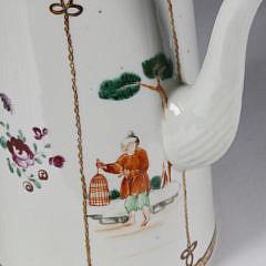 Chinese Export Mandarin Lighthouse Coffee Pot, circa 1770-1780