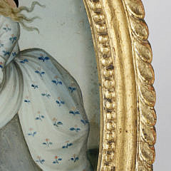 China Trade Oval Painting on Glass of William and Mary After R. Pollard, 1785, circa 1800