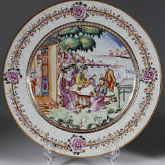 Pair of Chinese Export Mandarin Palette Porcelain Plates, circa 1750