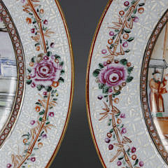 Pair of Chinese Export Mandarin Palette Porcelain Plates, circa 1750