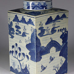 Canton Blue and White Storage Canister, circa 1840s