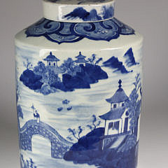 Canton Blue and White Storage Canister, circa 1840s