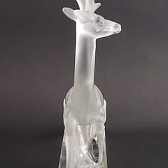 Signed French Lalique Frosted Glass Figural Cerf Stag Sculpture