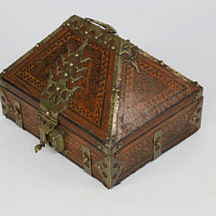 Brass-mounted Polychrome Wood Writing Case, Kerala, South India, 19th century