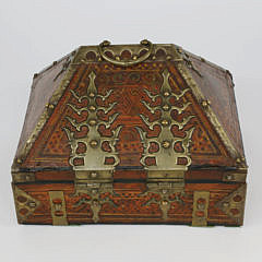 Brass-mounted Polychrome Wood Writing Case, Kerala, South India, 19th century