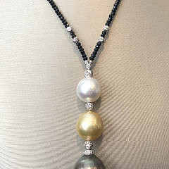 South Sea Pearl and Spinel Lariat Necklace