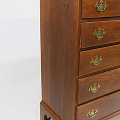 American Cherry Chippendale Five Drawer Tall Chest, circa 1800