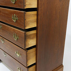 American Cherry Chippendale Five Drawer Tall Chest, circa 1800