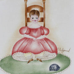 C.E. Sigmund Ink and Watercolor on Velvet Folk Art Painting