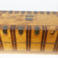 American Bird’s Eye Maple and Exotic Hardwood Inlaid Tea Caddy, circa 1840s