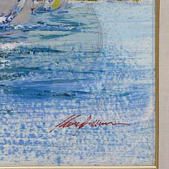 Kerry Hallam Acrylic on Nantucket Sound Chart “On a Tack”