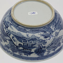 Canton Blue and White Punch Bowl, 19th Century